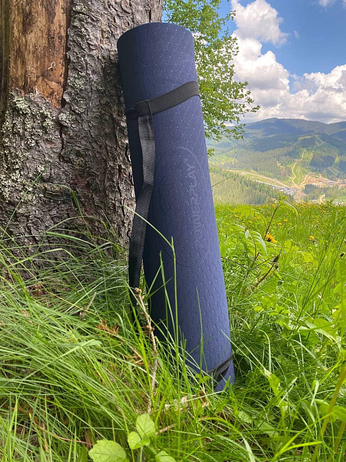 Спортивний килимок для йоги фітнеса пілатеса PowerPlay 4150 TPE Premium Performance Mat Синій (183x61x0.6) Київ - фото 3