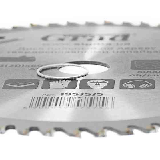 Диск пильный по дереву с твердосплавными напайками Ø180×22.2 (20)×60Т, 8000об/мин GRAD (1957575) Ровно