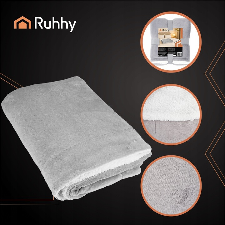 Двостороннє ковдру тепле 200х150 см Ruhhy (26293) Світло-сіре Нововолинськ - фото 3