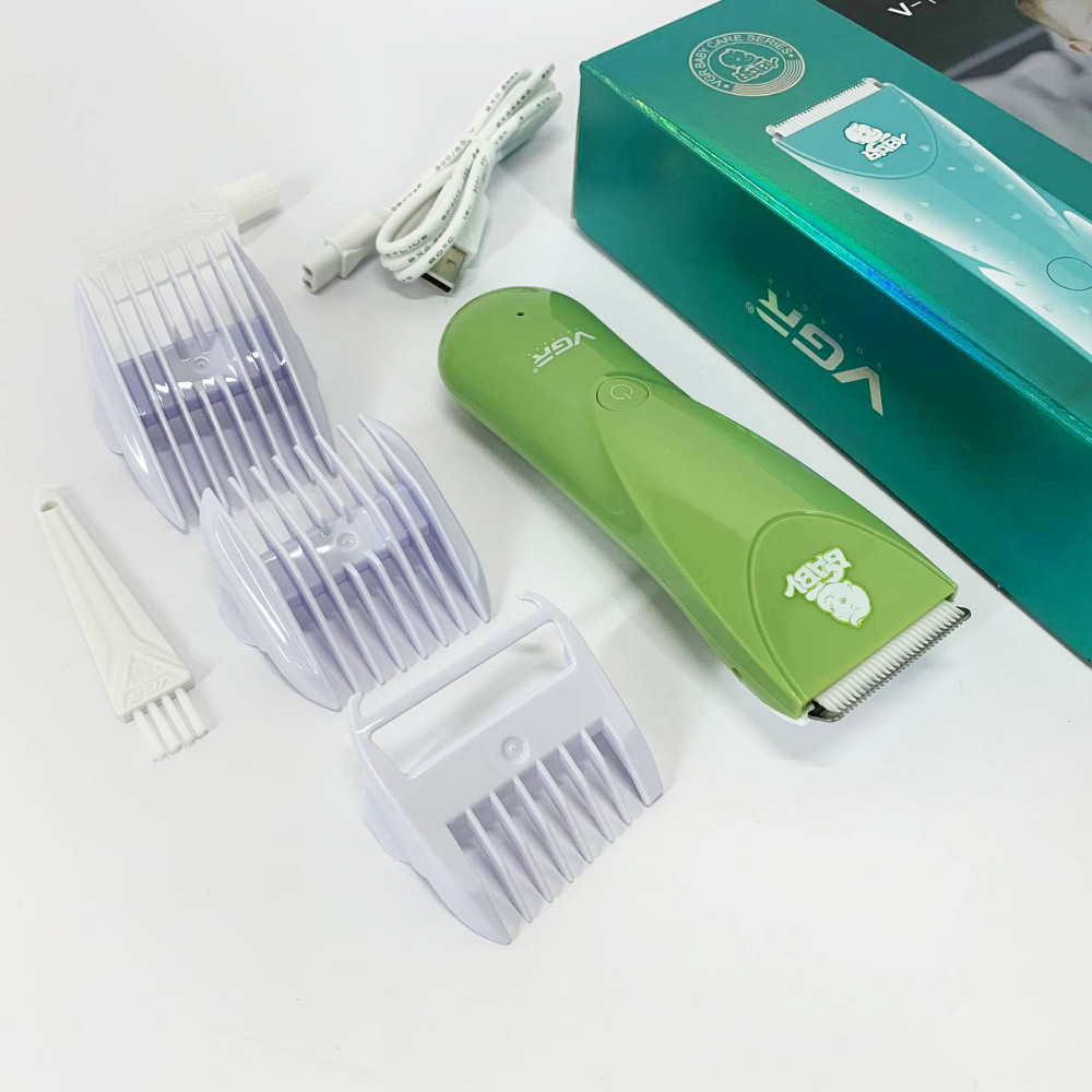 Дуже тиха бездротова машинка для стрижки волосся дітей VGR V-150 з насадками. Колір: зелений SH-62 Івано-Франківськ - фото 6