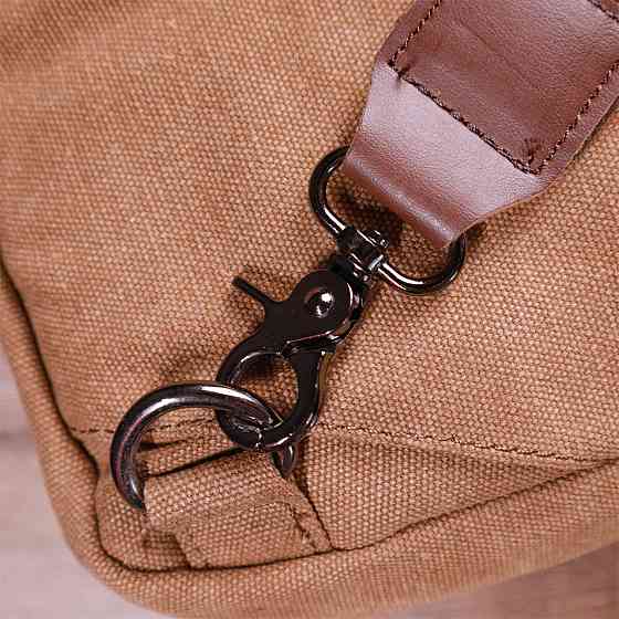 Вертикальная мужская сумка через плечо из плотного текстиля Коричневый (Vintage) Киев