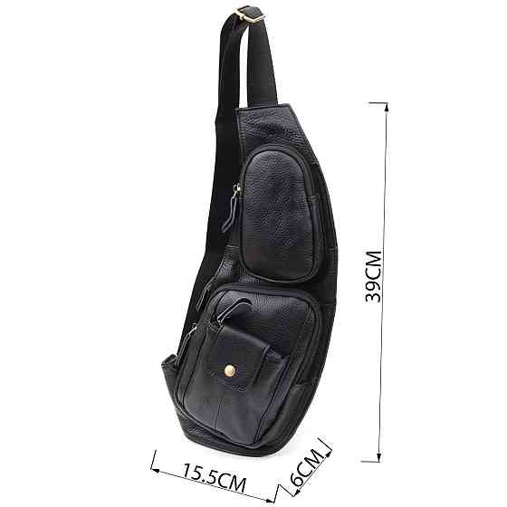 Мужская сумка с большим количеством карманов из натуральной кожи Vintage 22961 Черный Киев