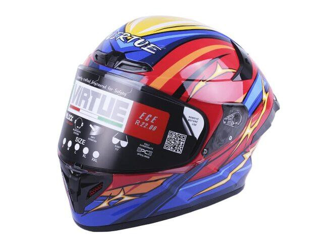 Шолом мотоциклетний інтеграл MD-821, оранжевий із синім, size M Мукачево - фото 1