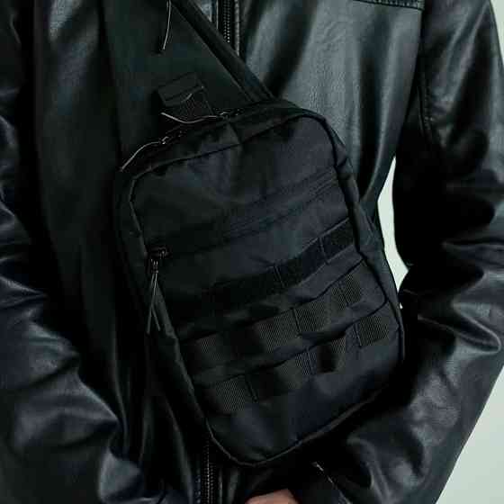 Чоловіча сумка-слінг з кордури на одне плече чорна Idea Нагрудна чоловіча сумка слінг чорна Київ