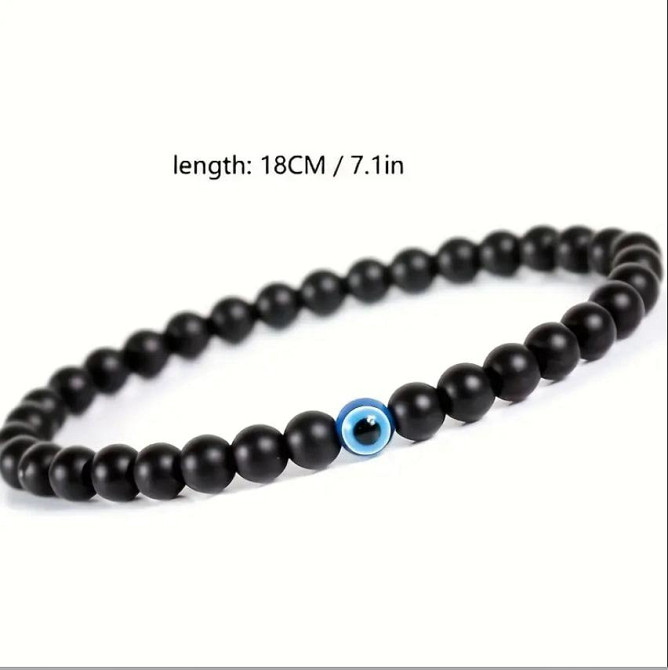 Браслет из оникса 6 мм со вставкой Назар – чёрный браслет-оберег Киев - изображение 3