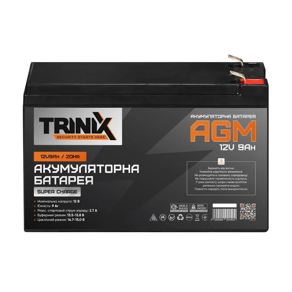 Trinix 12V9Ah/20Hr Super Charge AGM Акумуляторна батарея 12В 9Аг свинцево-кислотна (44-00050) Київ - фото 2