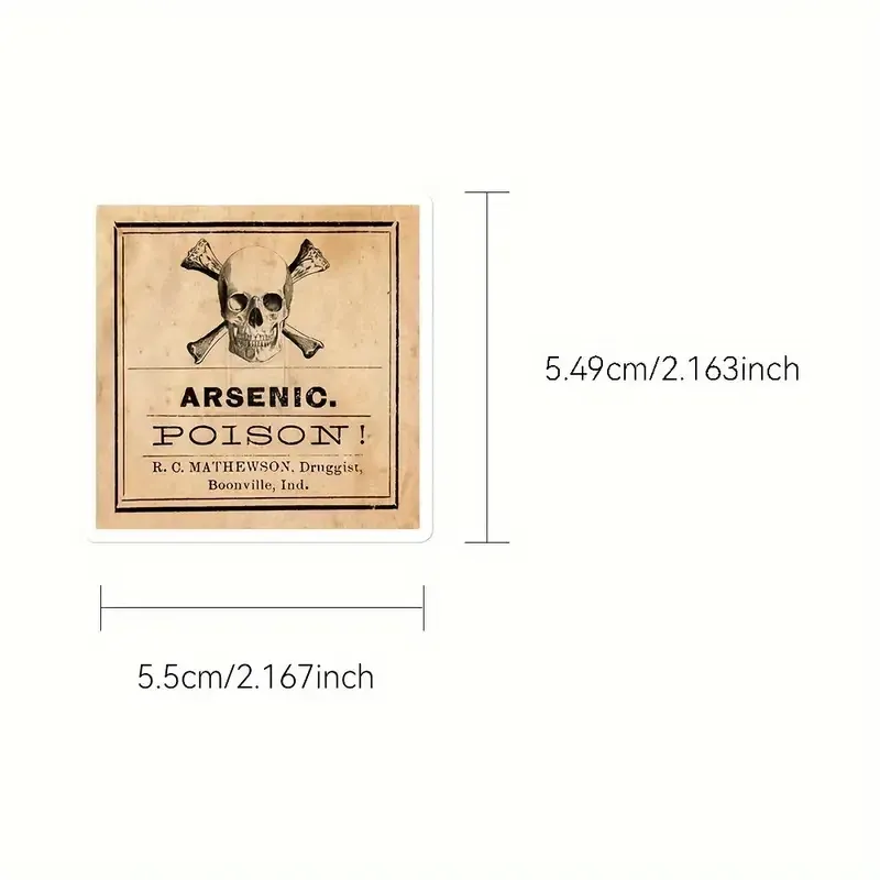 Набор винтажных наклеек «Этикетки яда», 50 шт, винил, \~5,5 см Киев - изображение 3