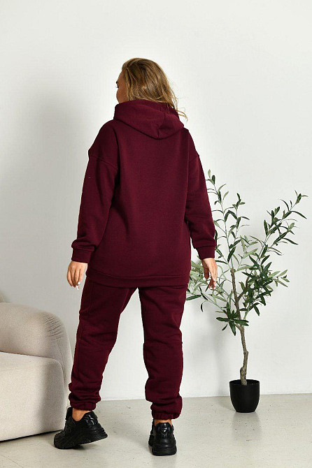Женский прогулочный костюм: худи и штаны батал в спортивном стиле трехнитка на флисе Марсал, 56/58 Одесса - изображение 4