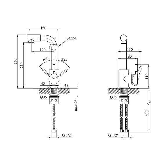 Змішувач для раковини Kroner KRP Edelstahl Klassisch - ESG012 сатин Київ