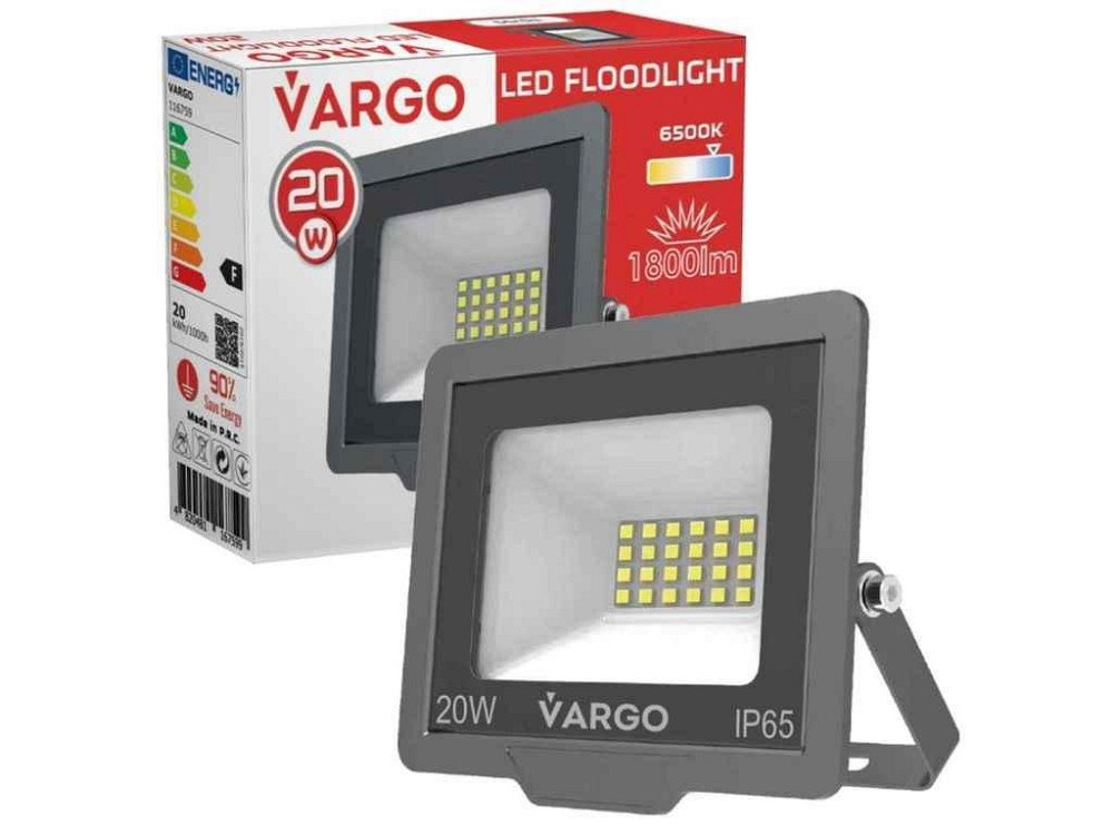 Прожектор світлодіодний 20W 6500K 1800lm NOVA (V-116759) ТМ VARGO Київ - фото 1
