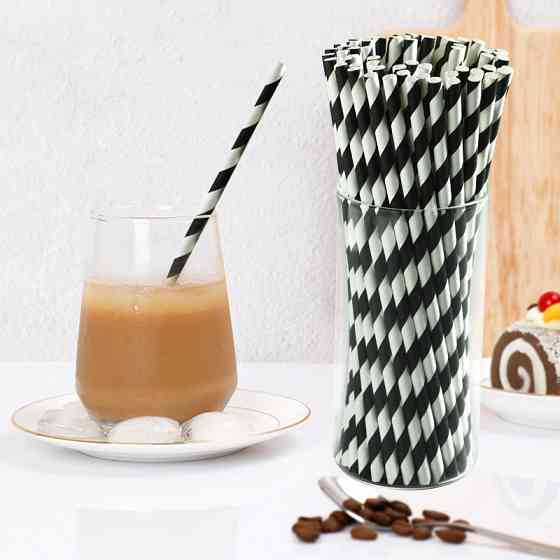 Коктейльні трубочки 25 штук 20 см чорно-білий Київ