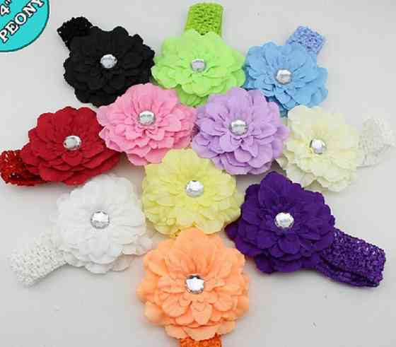 Дитяча коричнева пов'язка - квітка 12см, окружність 28-50см Київ