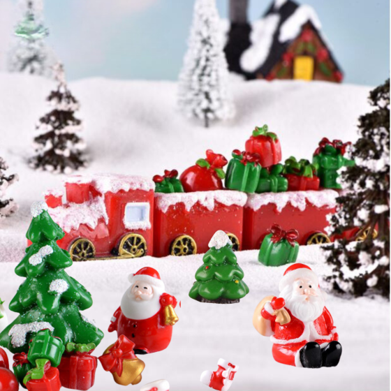 Набір новорічних фігурок із серії Поїзд Санти для флораріуму, міні-саду, вазону, мініатюри. 8 шт Одеса