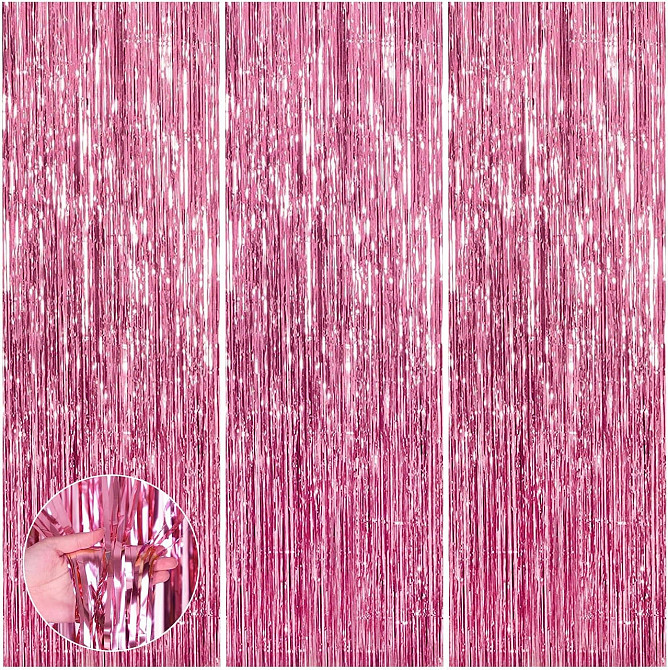 Штора дождик фольгированный, дождик для фотозоны,праздничный фон для: вечеринок,дня рождения, торжеств,розовый Каменец-Подольский - изображение 2
