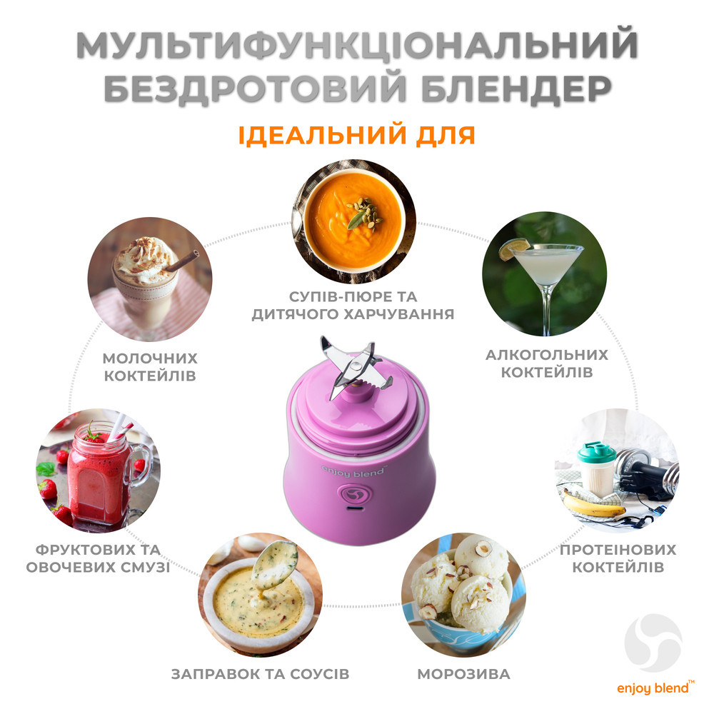 Портативный блендер ENJOY BLEND, лиловый Киев - изображение 7