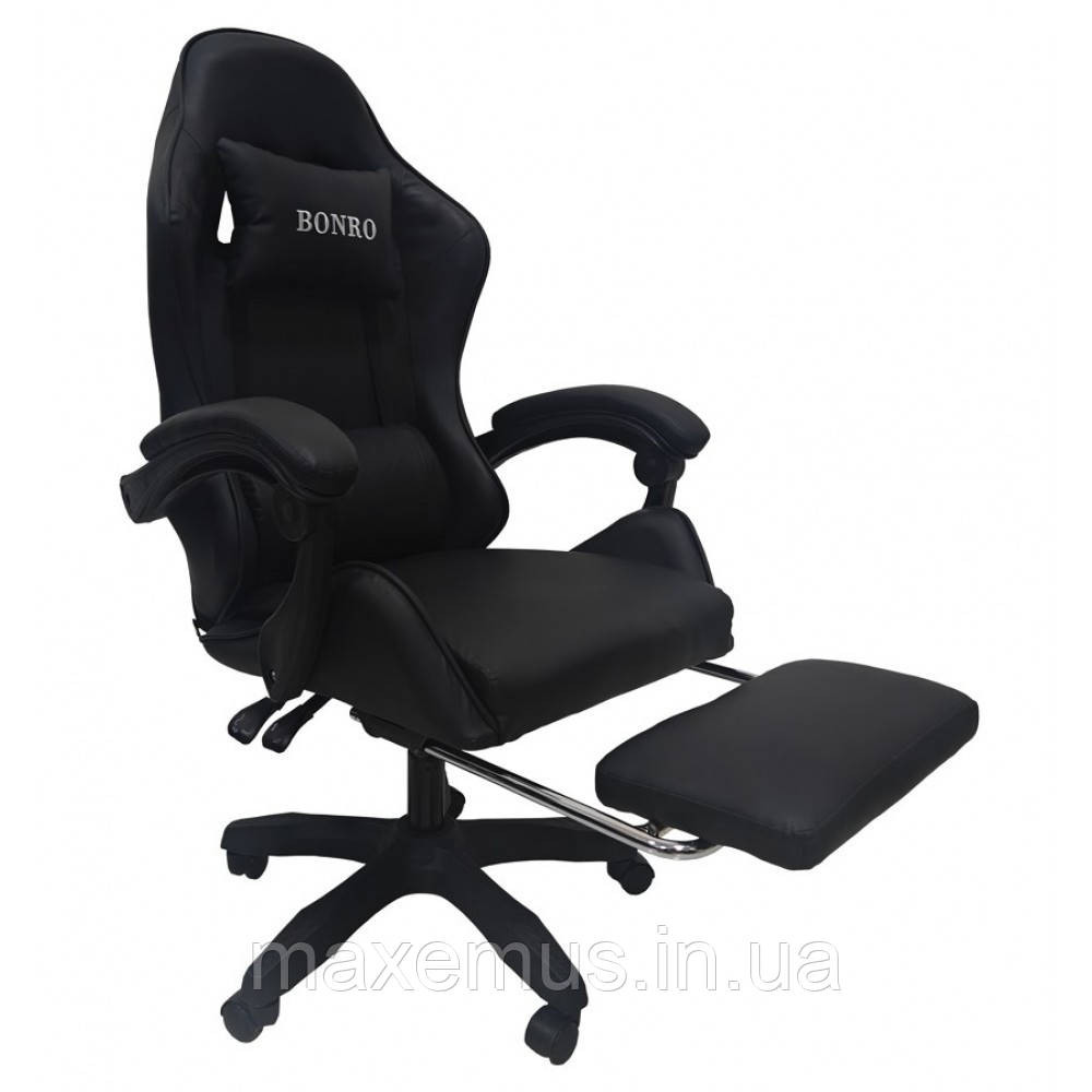 Кресло с регулировкой спинки В 945 с подставкой для ног кресло для геймера компьютерное черное Мостиска - изображение 5