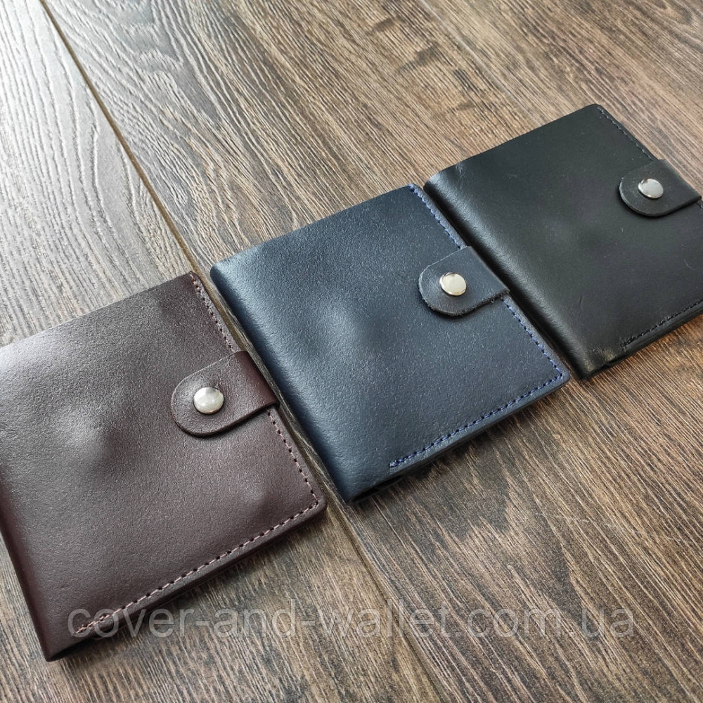 Черный тонкий кожаный мини кошелек ST Leather Киев - изображение 5