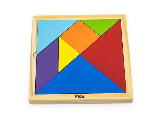 Гра-головоломка Кольоровий деревяний танграм, 7 ел. (55557) ТМ Viga Toys Київ