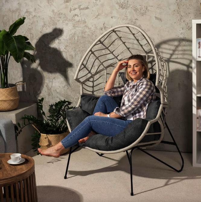 Крісло-кокон ротангове Di Volio Alcamo для відпочинку сірий Киев - изображение 4