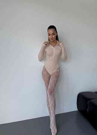 Женский теплый базовый боди на молнии джерси на флисе Беж, 42/44 Одесса