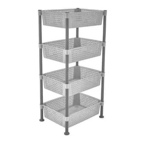 Етажерка прямокутна на 4 полиці пластик сірий Nostalgia Pearl ELIF Житомир - изображение 1