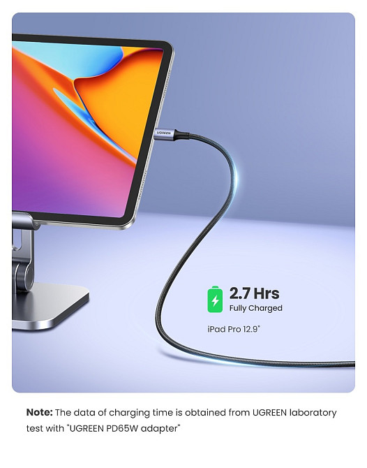 Кабель Ugreen USB Type-C - USB Type-C 5 А 100W 20478 (Сріблястий, 0.5м) Миколаїв - фото 5