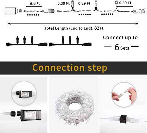 Світлодіодна гірлянда Epesl 220 LED, 25 м, синій колір, 8 режимів, вулична та інтер'єрна, для декору ялинки, свята та дому Київ