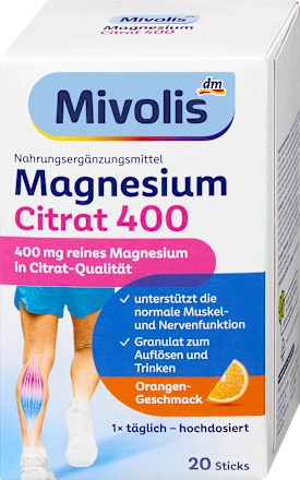 Цитрат магнію Mivolis Magnesium-Citrat, Granulat 20 Btl., 120 g Nahrungsergänzungsmittel Львів