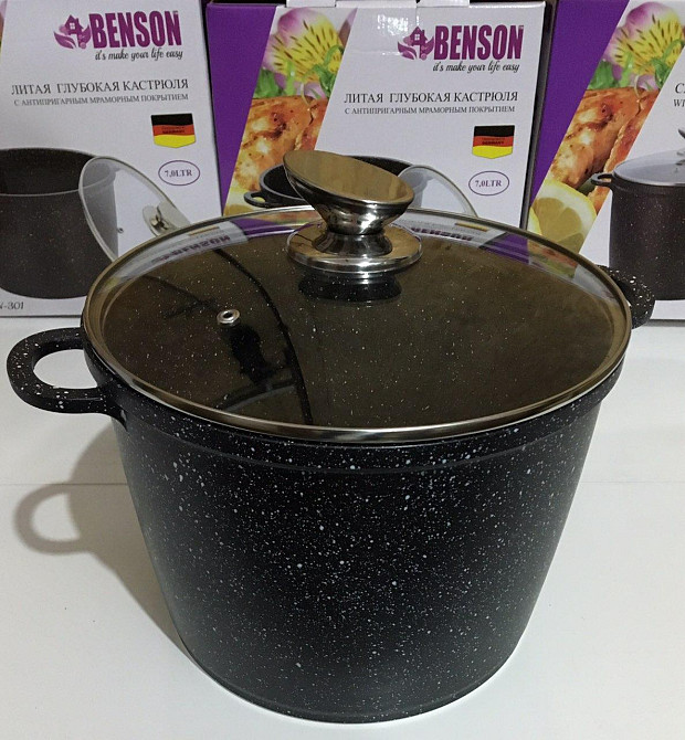Кастрюля с крышкой мрамор 7л BN-301 (4) Одесса - изображение 1