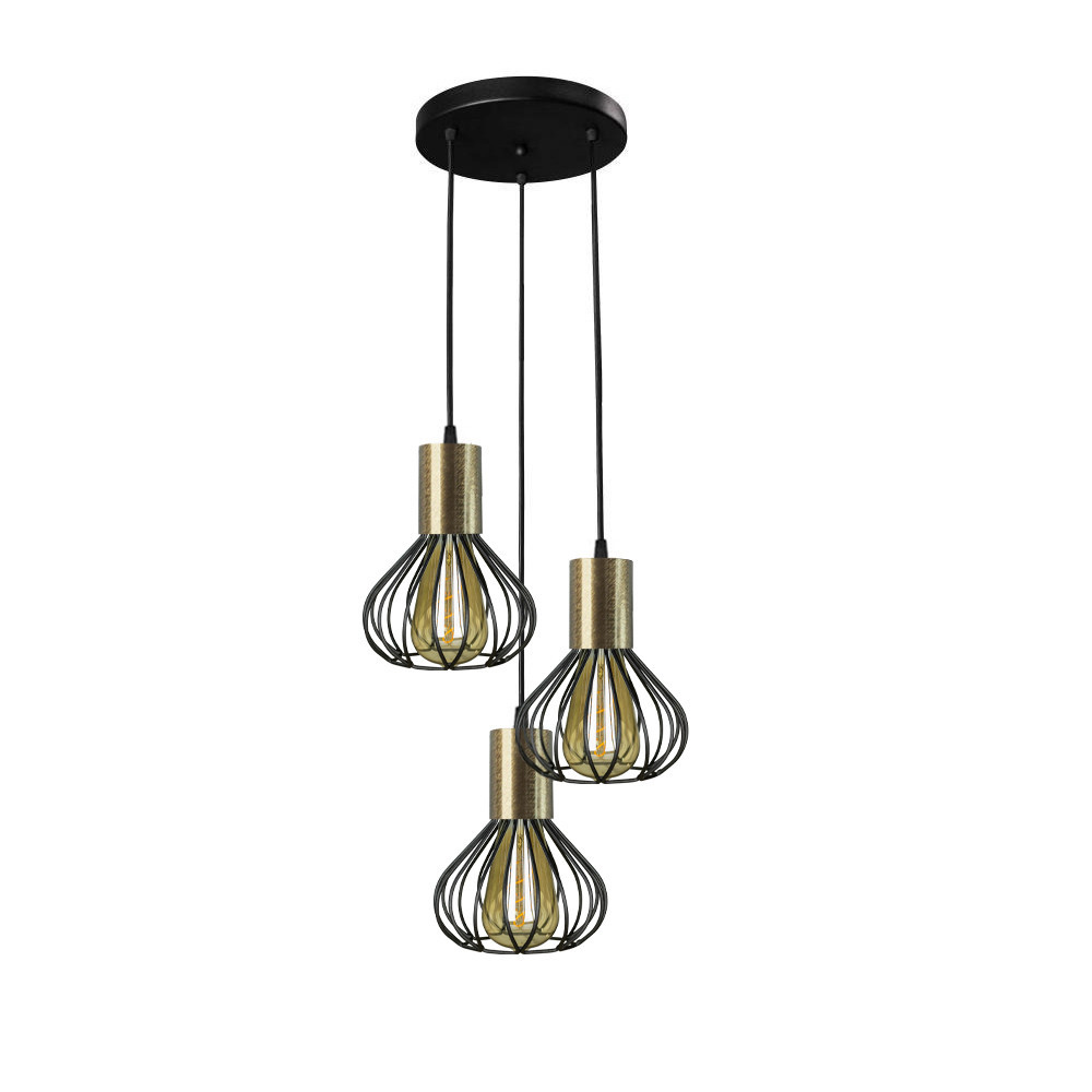 Светильник лофт подвесной Е27-3 Lotus с бронзовым патроном NL 1415-3R BK+BN Одесса - изображение 1