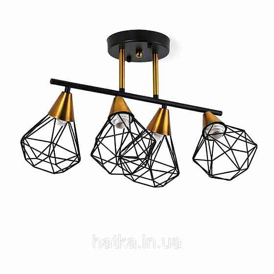 Люстра стельова на 4 плафони VALESO XL25115-4 для вітальні та спальні Чорний Мідь XL25115-4 Київ