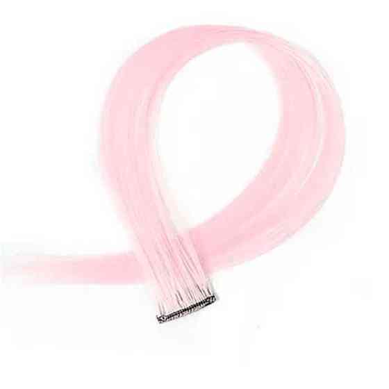 Цветная прядь волос на заколках 60 см светло-розовый Накладные волосы Винница
