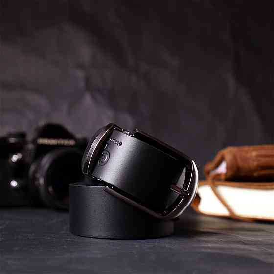 Практичный брючный пояс для мужчин из натуральной кожи GRANDE PELLE 11681 Черный Киев