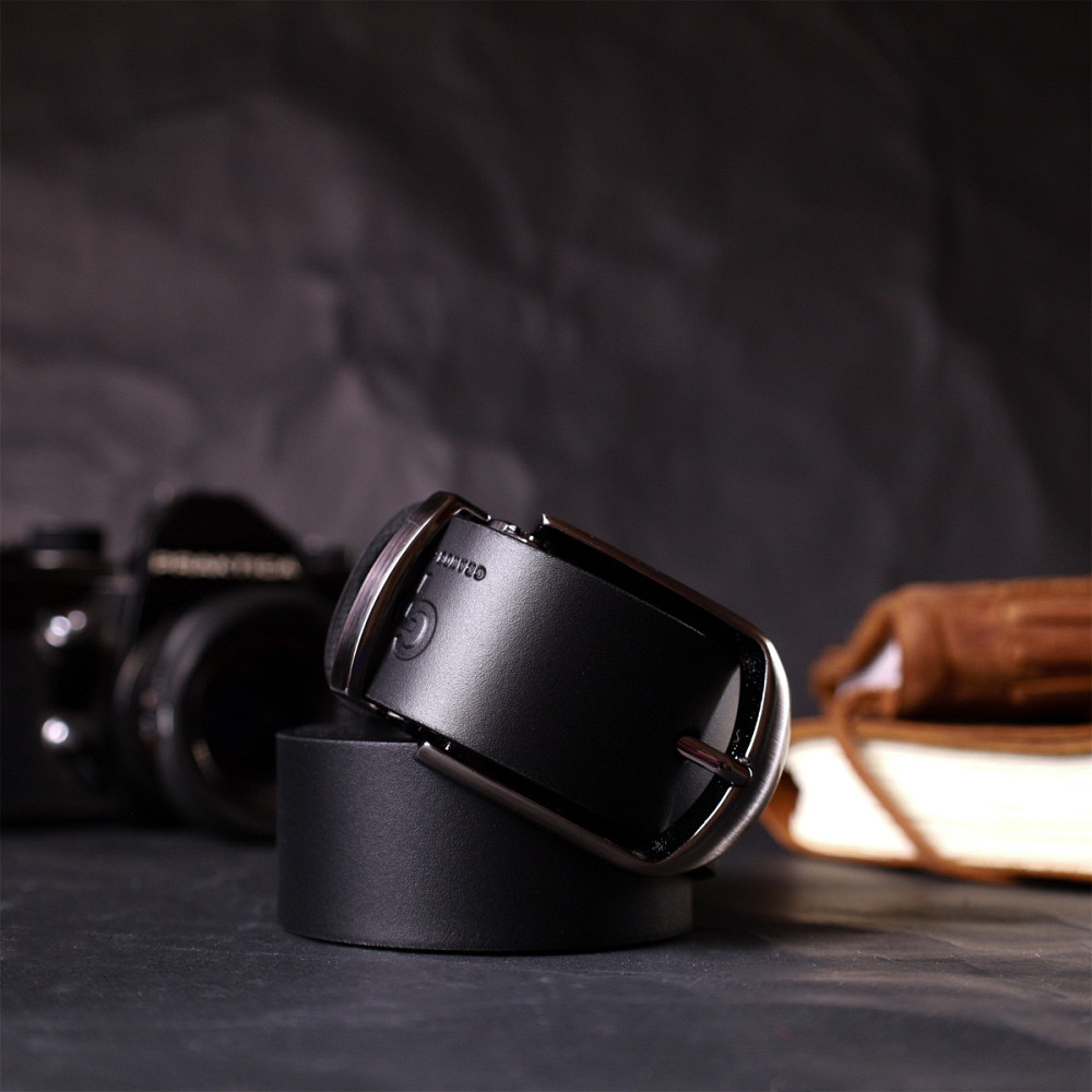 Практичний брючний пояс для чоловіків з натуральної шкіри GRANDE PELLE 11681 Чорний Київ - фото 1