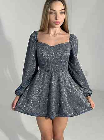 Женское стильное вечернее корсетное платье с двойной юбкой из люрекса Одесса