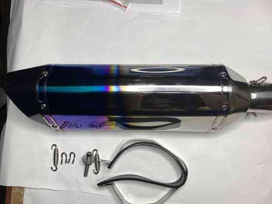 Глушник (тюнінг) 460*130mm (нержавіюча сталь, овал, сріблясто-синій, прямоток) 118 Київ