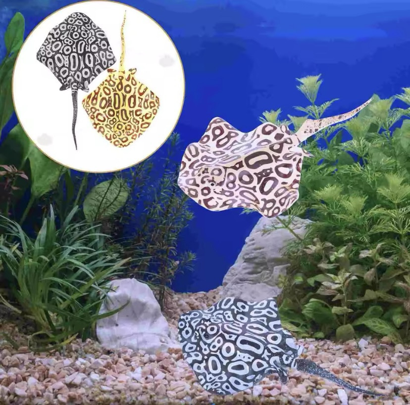 Скат для акваріума штучний силіконовий та люмінесцентний в темноті світяться декор в акваріум розмір 16*9 см жовтий Київ - фото 3