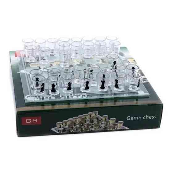 Алко Пьяные шахматы с рюмками и стеклянной доской 24х24 см. Алкогольные шахматы рюмки, настольная игра 32 рюмки KR-25 Ивано-Франковск