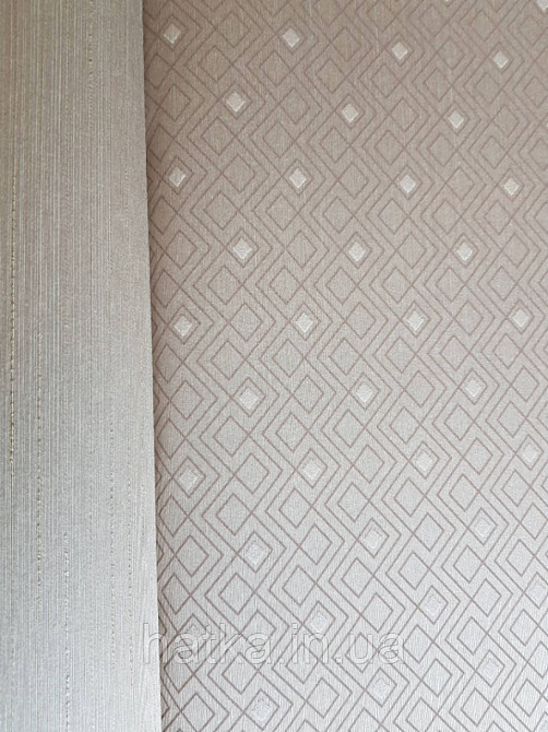 Текстильні шпалери на флізеліновій основі Cador Rasch Textil 086569 темно-бежева основа квадрати геометрія Київ - фото 4