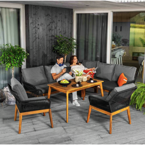 Комплект садових меблів для тераси двору балкона набір столу та стільців для відпочинку Di Volio Albenga чорний Київ - фото 9