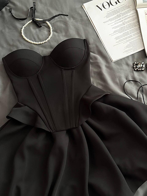 Женское романтическое платье с корсетом костюмка люкс. Черный, 44/46 Одесса - изображение 3