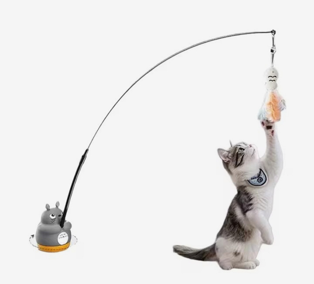 Интерактивная игрушка котик на палочке рыбка с колокольчиком 70 см разноцветный Київ - фото 4