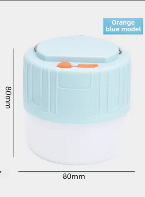 Фонарик аккумуляторный светодиодный с USB разъёмом для кемпинга 8 на 8 см голубой Киев - изображение 2