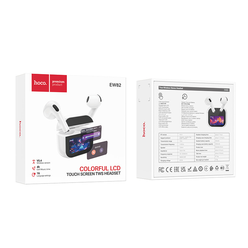 Бездротові навушники HOCO EW82 Sparkle true wireless touch screen BT headset White Київ - фото 5