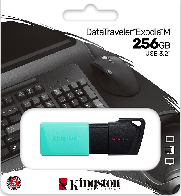 Флешнакопичувач USB3.2 256 GB Kingston DataTraveler Exodia M Black/Teal (DTXM/256GB) чорний з блакитним Харків - фото 5
