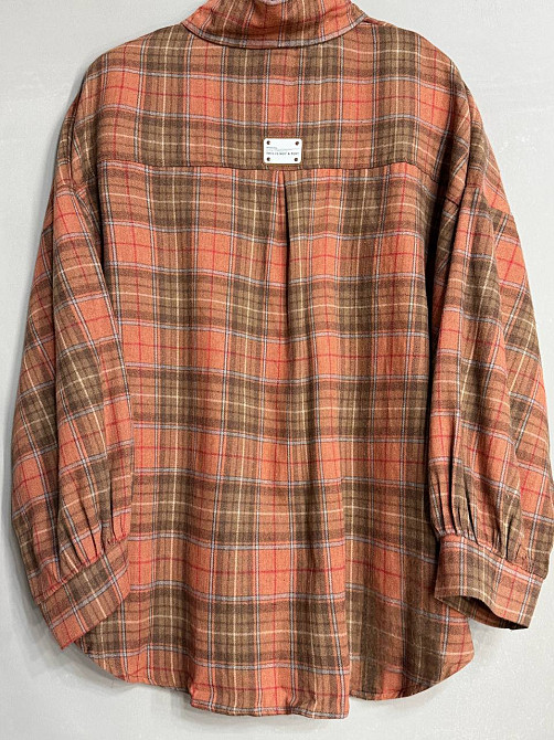 Сорочка жіноча A-N 8313 у клітинку оверсайз широка бавовняна, помаранчевий, one size Київ - фото 7