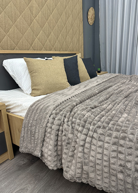 Плед-покривало Кубик 200х220 см (+-10см) Світло-сірий (87-228) Київ - фото 2