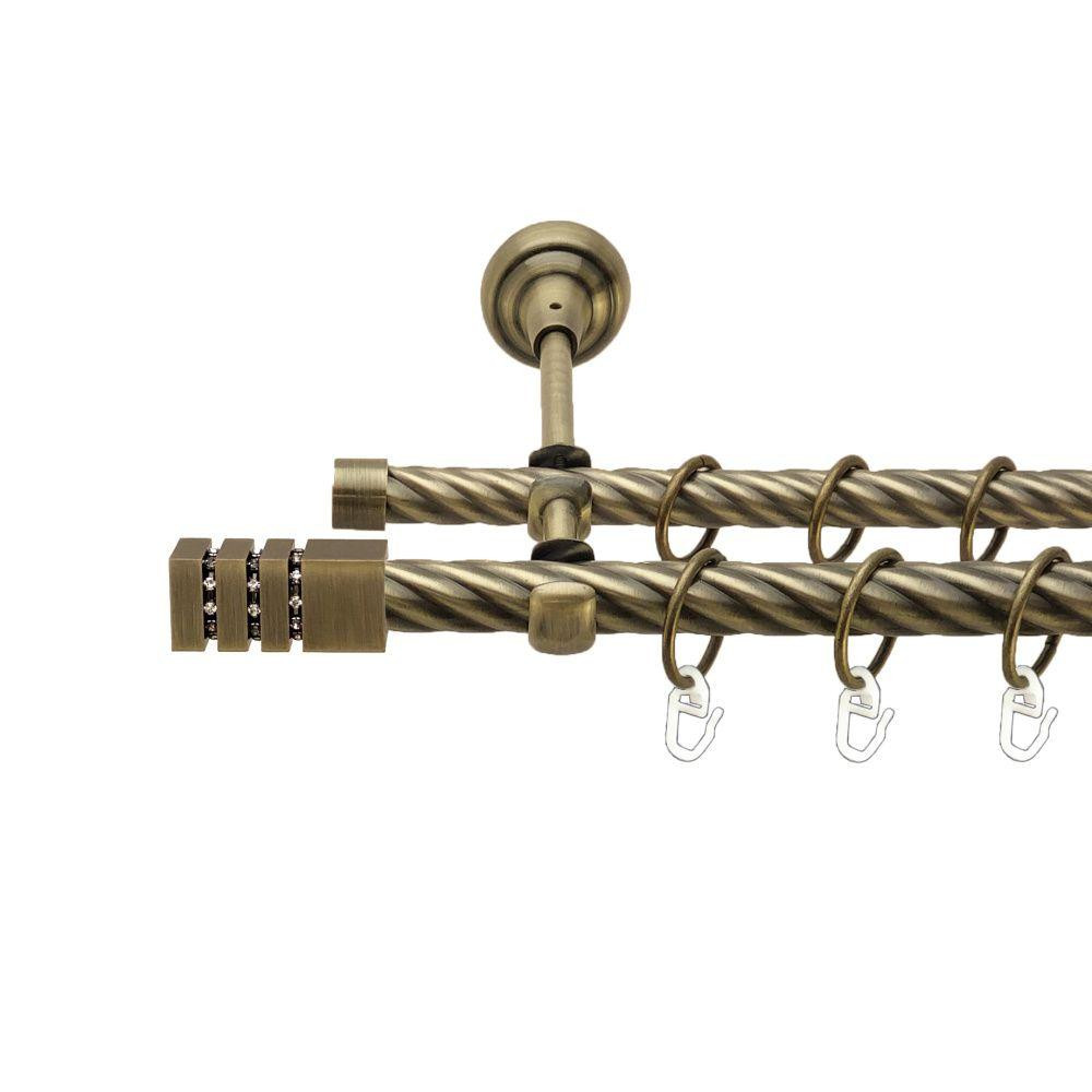 Карниз Orvit Ацтека металевий дворядний відкритий скручена труба кільце металеве Антик 19\16 мм 300 см (00-00017420) Львів - фото 1