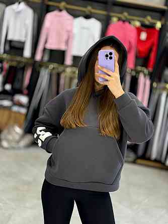 Женская стильная комфортная теплая худая турецкая трехнить на флисе Серый, 46/48 Одесса