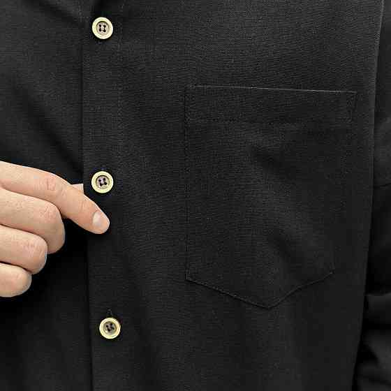 Чоловіча чорна сорочка з довгим рукавом Pobedov Founder Київ